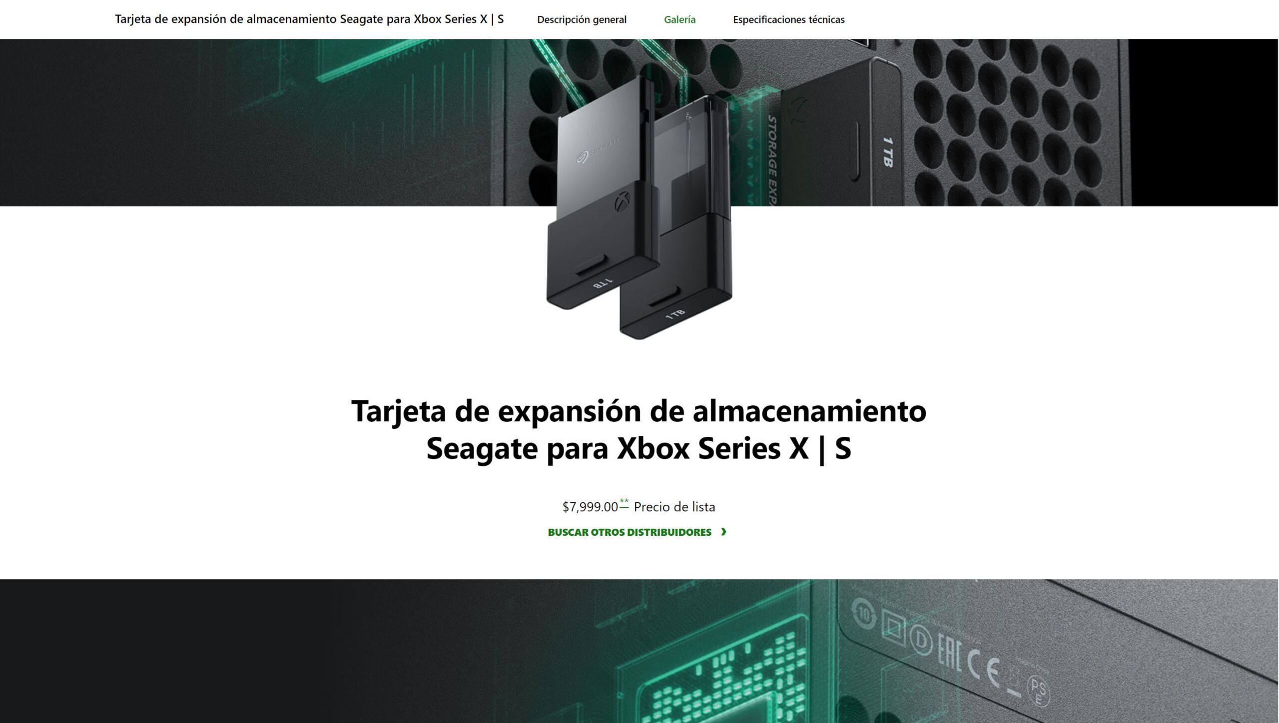 Precio de la tarjeta de almacenamiento Xbox Series X y S