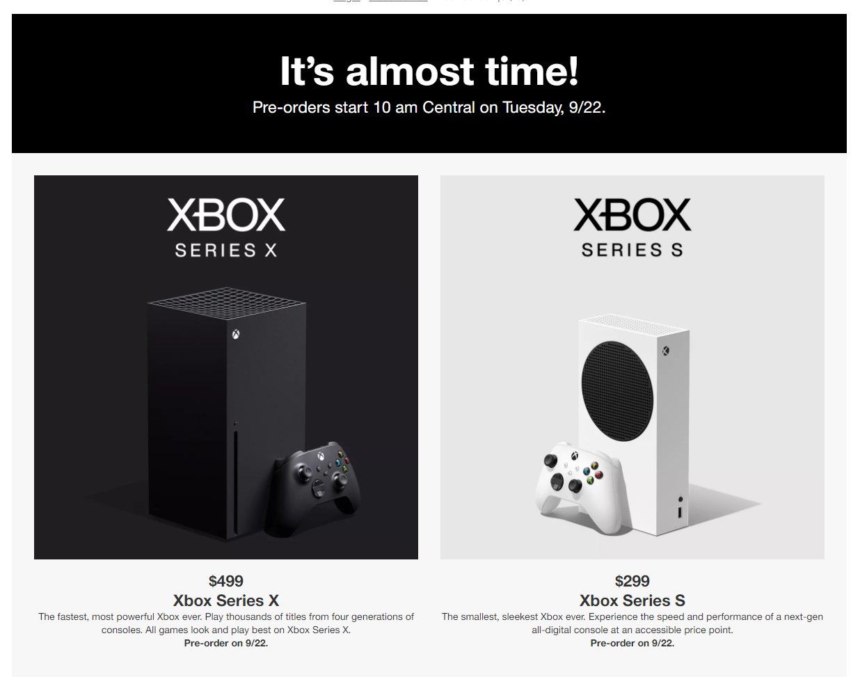 Pre-venta Target Xbox Series X y S